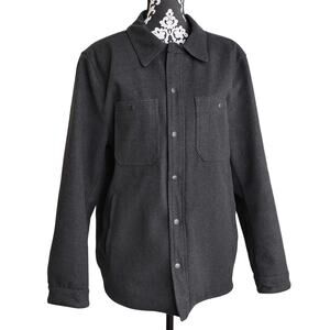 Men's Classic Charcoal Bass & Co. Sherpa Lined Wool Blend Full Zip Coat - L